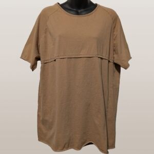 Urban Black Camel Tan Distressed Raw Hem Tee ☁️